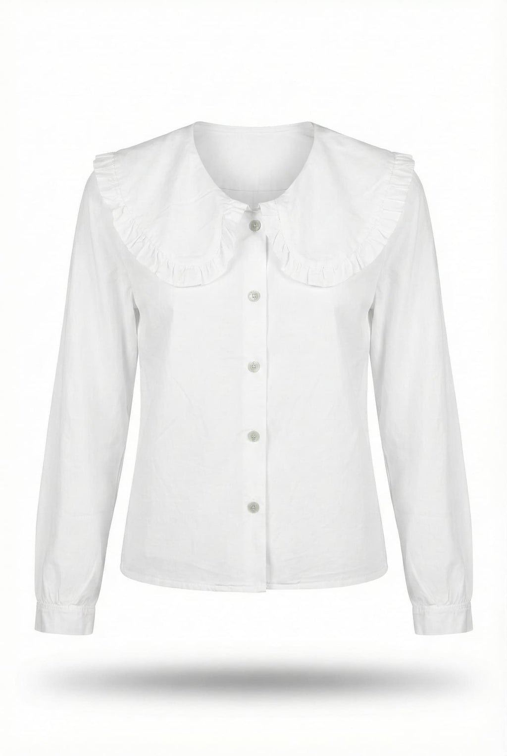Camisa Gola Peter Pan com Folhos – White Romance