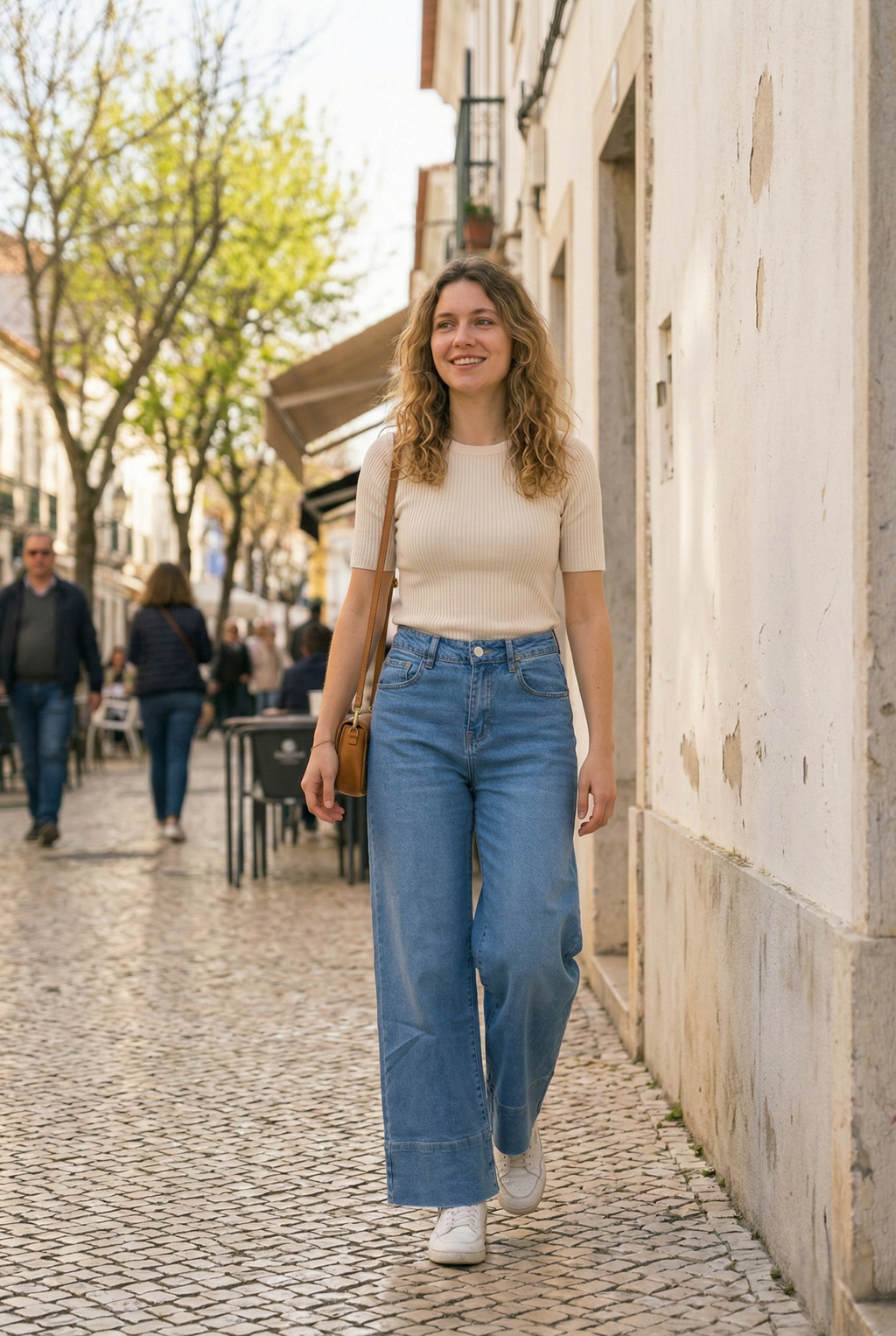 Jeans Wide Leg Blue Denim Soft