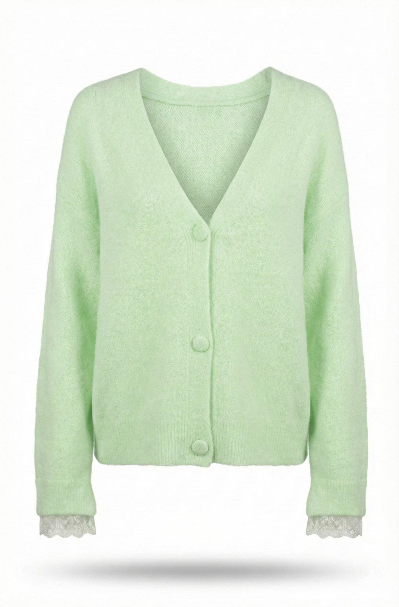 Casaco Soft Mint com Detalhes em Renda
