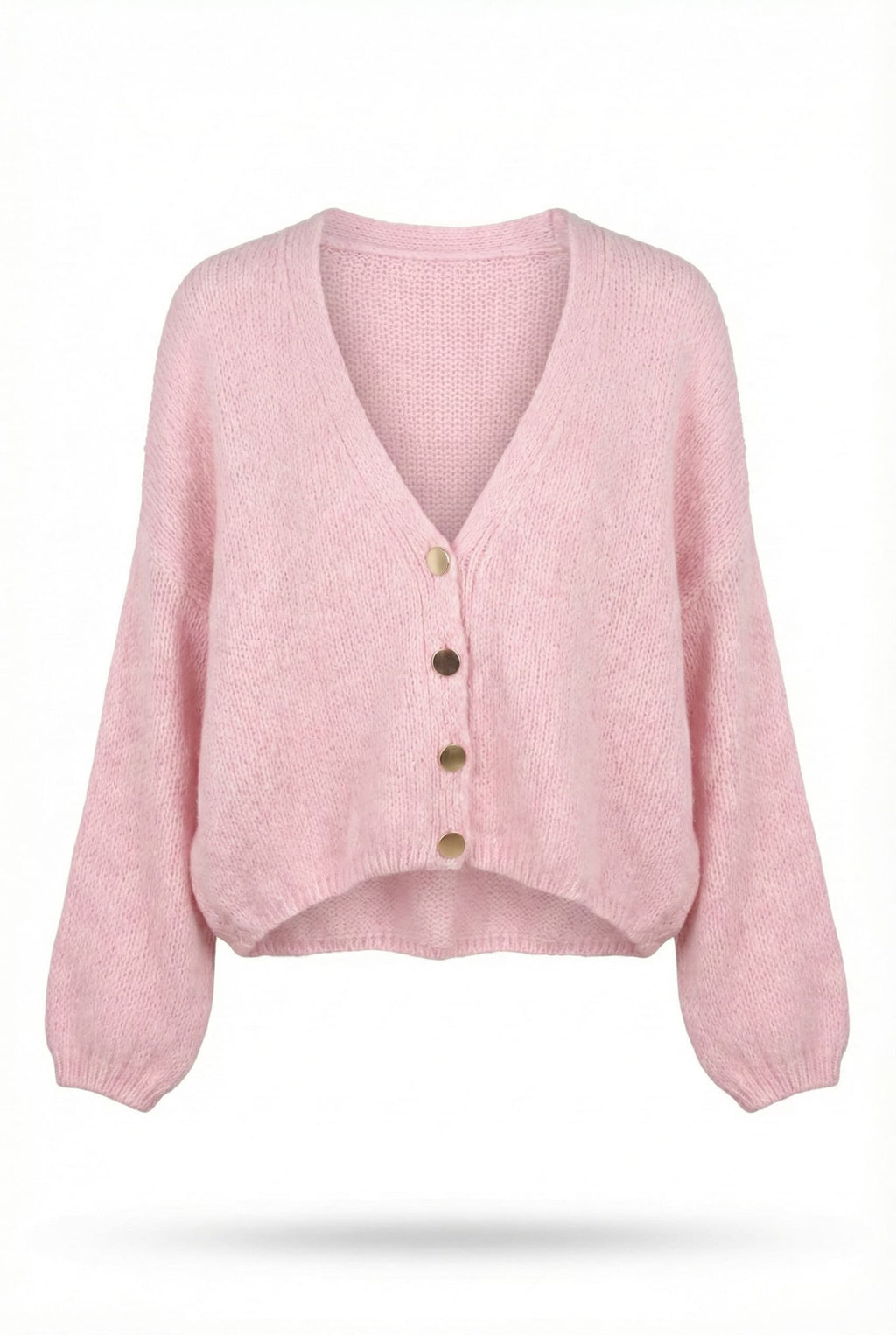 Cardigan Soft Knit com Botões Dourados - Rosa Doce