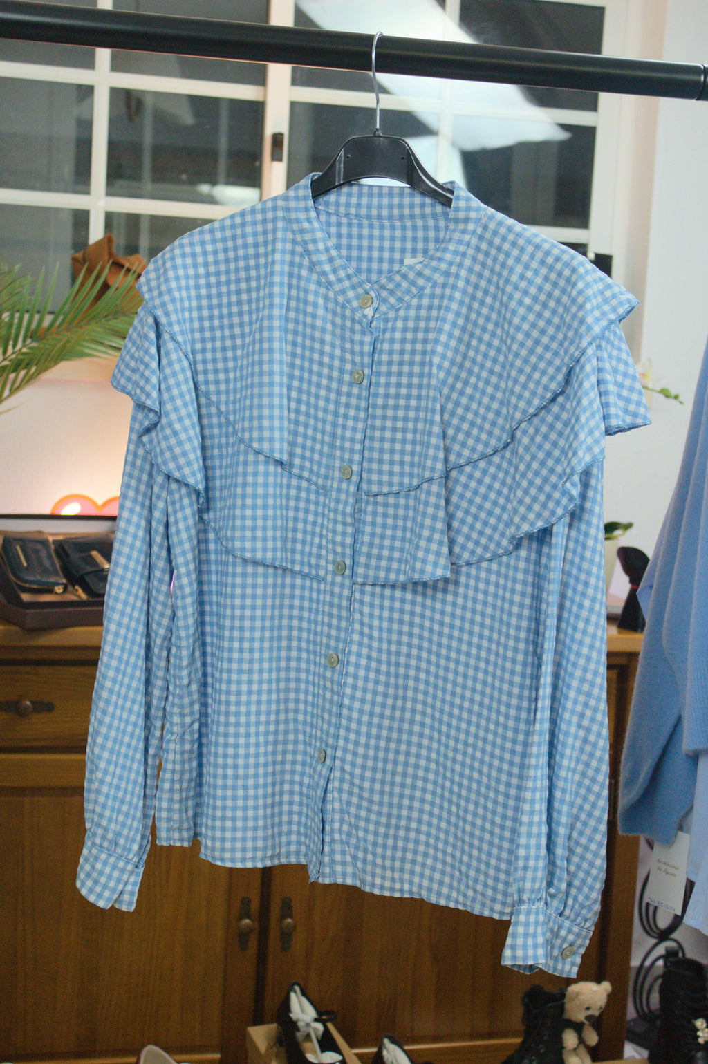 Camisa Vichy com Folhos
