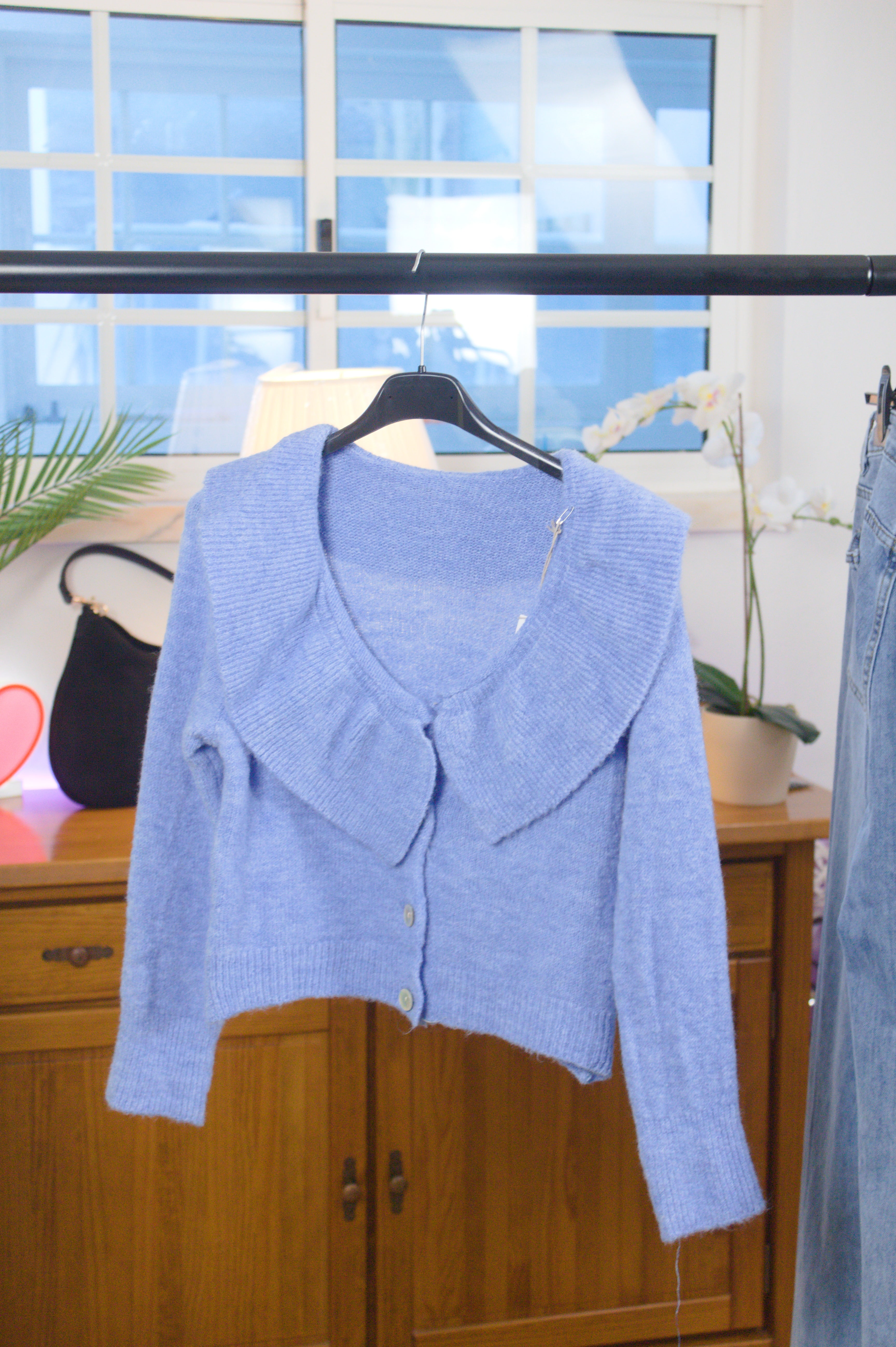 Cardigan Soft Touch com Gola XL - Blue Sky