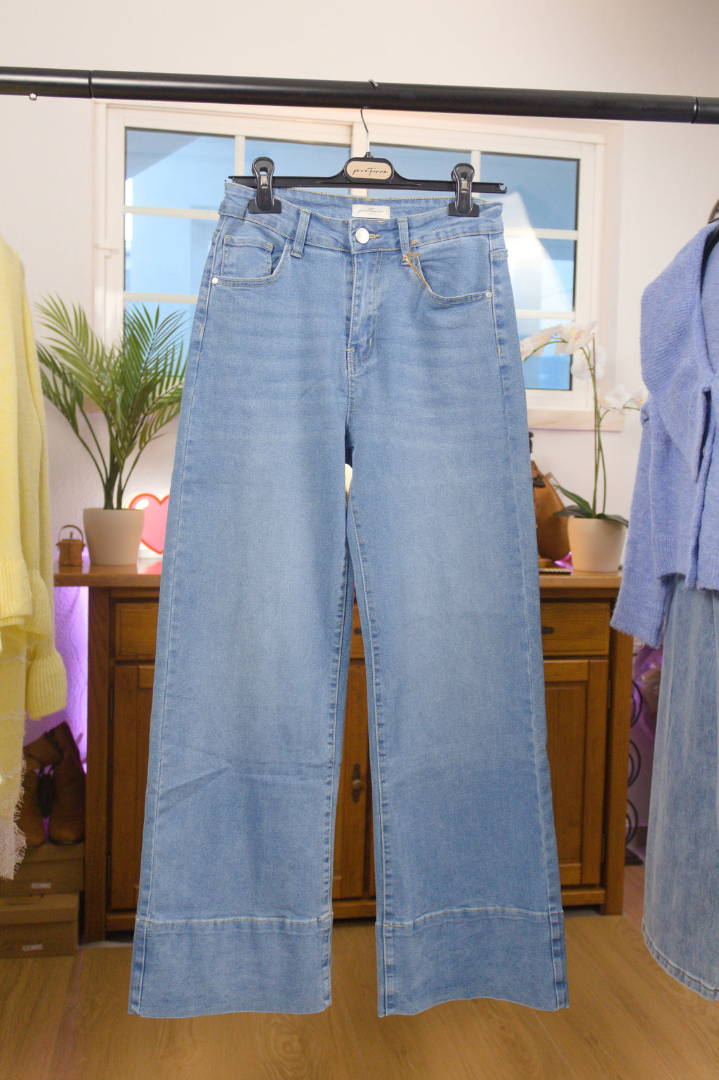Jeans Wide Leg Blue Denim Soft
