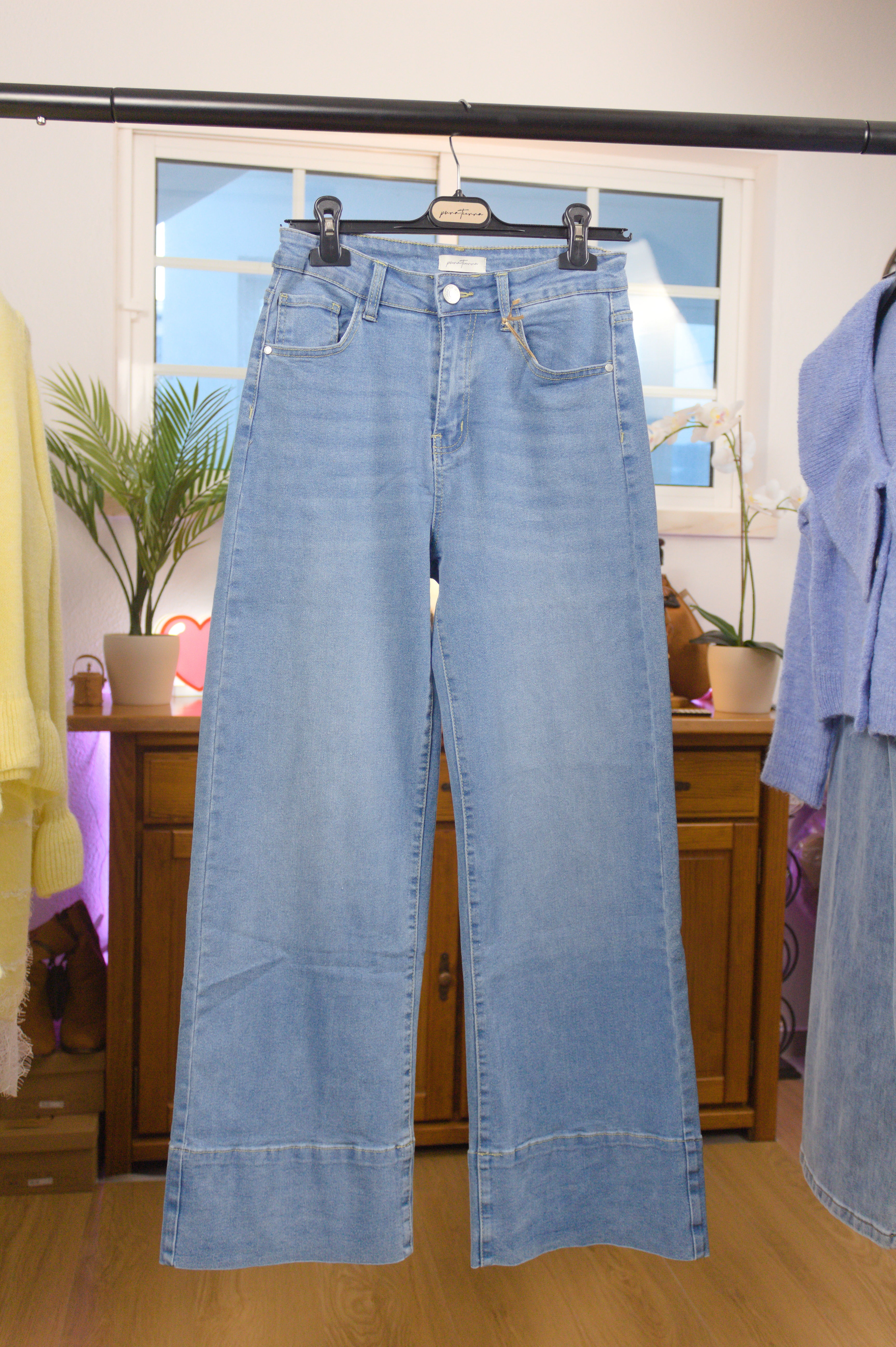 Jeans Wide Leg Blue Denim Soft