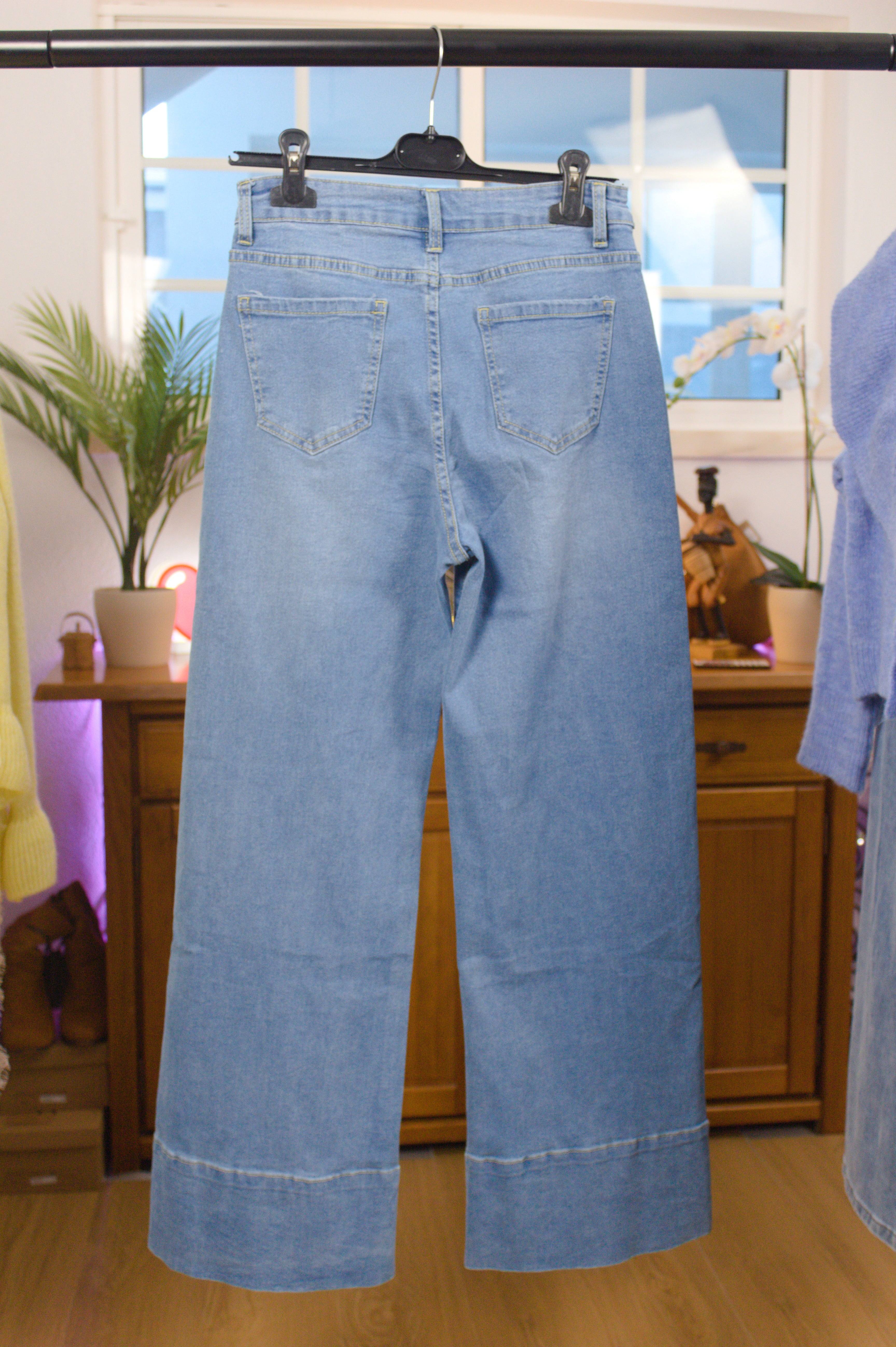Jeans Wide Leg Blue Denim Soft