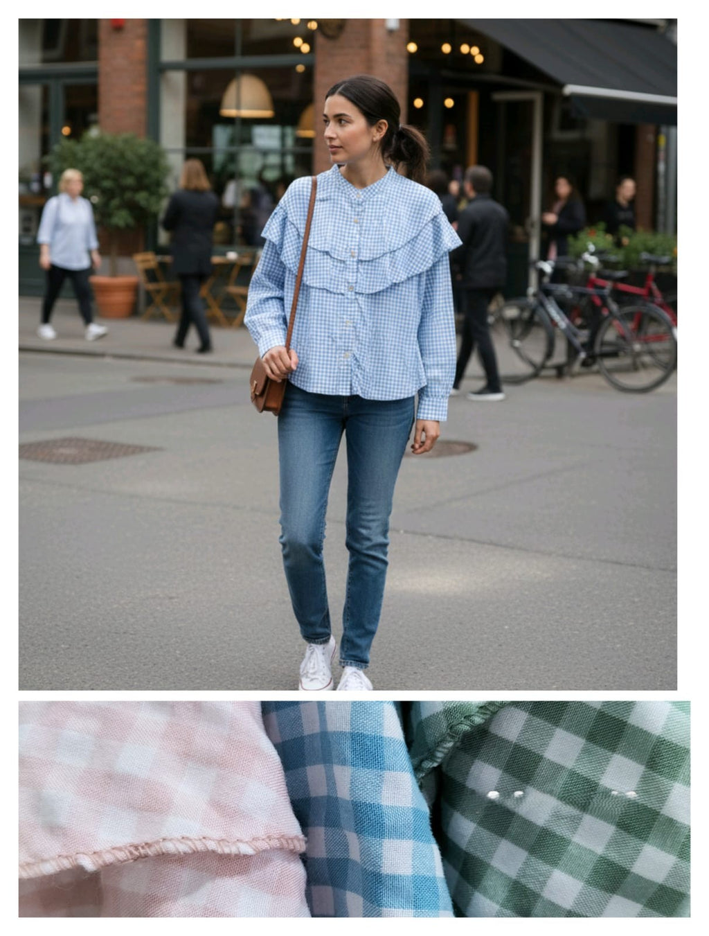 Camisa Vichy com Folhos